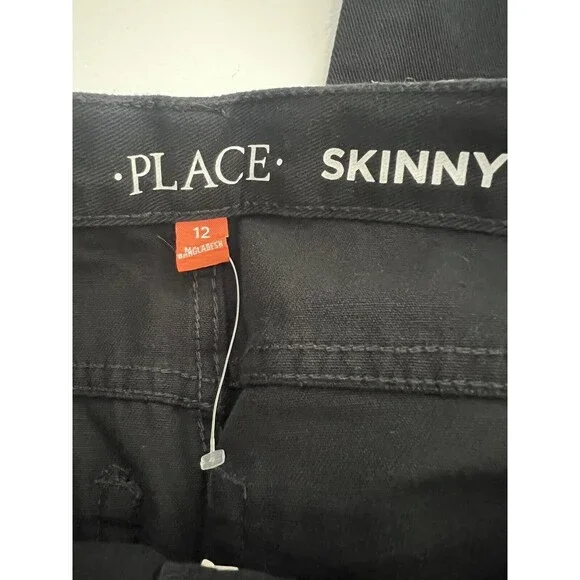 The Children's Place Boys Jeans Adjustable Skinny 100% Cotton Black Size 12 NWOT - Picture 3 of 7